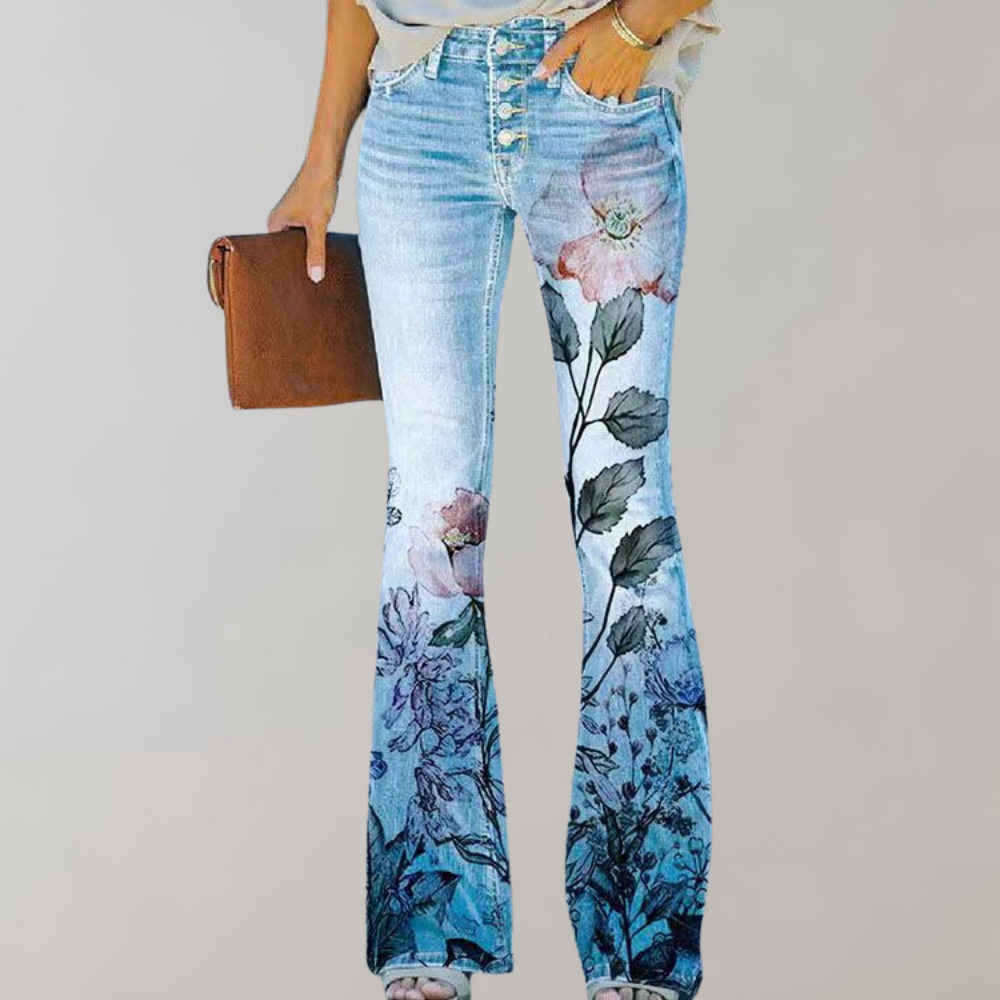 ANNE | JEANS MED VIDE BEN OG BLOMSTERMØNSTER