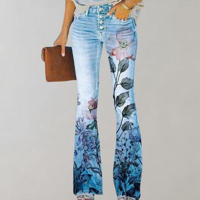 ANNE | JEANS MED VIDE BEN OG BLOMSTERMØNSTER