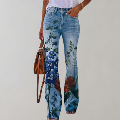 ANNE | JEANS MED VIDE BEN OG BLOMSTERMØNSTER